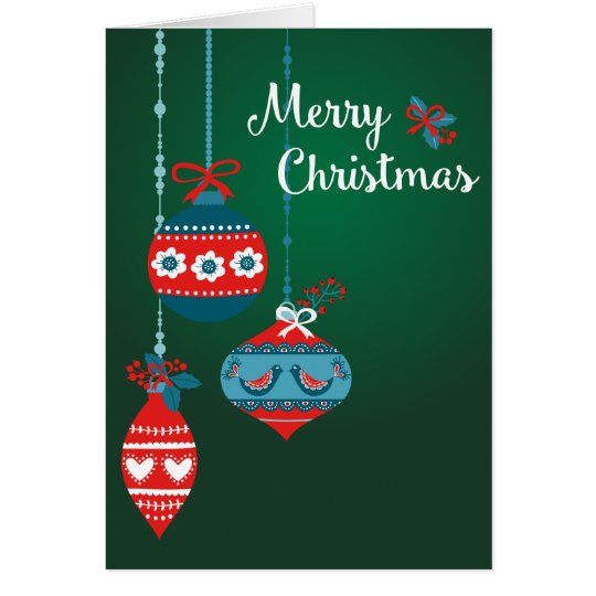Scandinavian Ornaments Merry Christmas Card