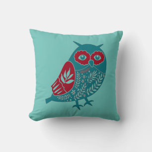 Scandinavian Owl Abstract Design Throw Pillow