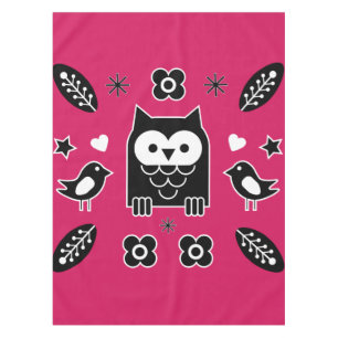 Scandinavian Owl Folk Art Gift Tablecloth
