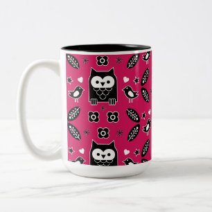 Scandinavian Owl Folk Art Gift Two-Tone Coffee Mug