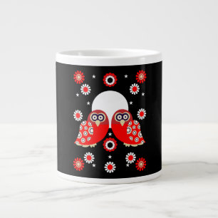 Scandinavian Owl Folk Art     Large Coffee Mug