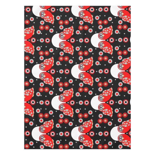 Scandinavian Owl Folk Art    Tablecloth (Front)