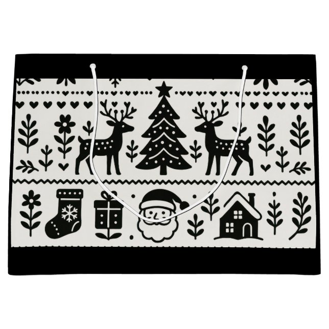 SCANDINAVIAN PATTERN CHRISTMAS GIFT BAGS  (Front)