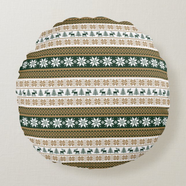 Scandinavian pattern round pillow (Front)