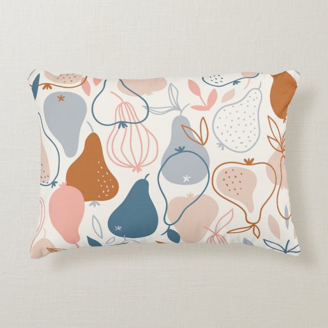 Scandinavian Pear Print: Vintage Fruit Pattern Accent Pillow (Front)