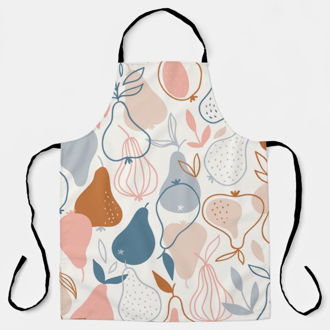 Scandinavian Pear Print: Vintage Fruit Pattern Apron (Front)