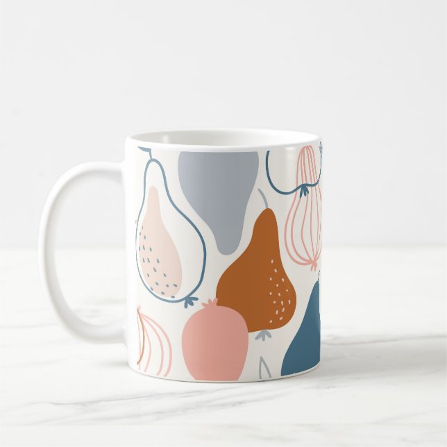 Scandinavian Pear Print: Vintage Fruit Pattern Coffee Mug (Left)