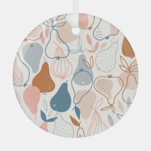 Scandinavian Pear Print: Vintage Fruit Pattern Glass Ornament