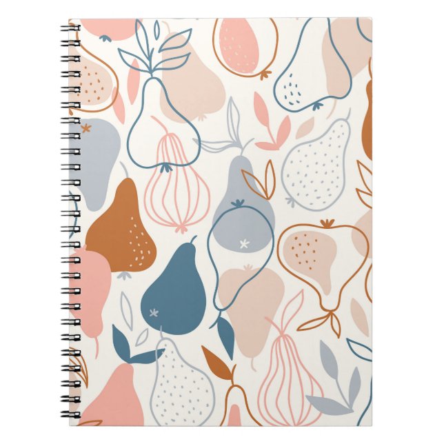 Scandinavian Pear Print: Vintage Fruit Pattern Notebook (Front)
