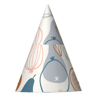 Scandinavian Pear Print: Vintage Fruit Pattern Party Hat