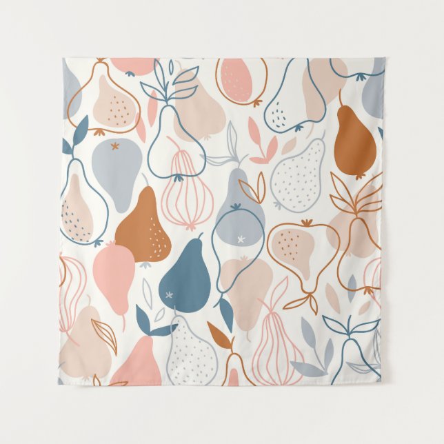 Scandinavian Pear Print: Vintage Fruit Pattern Tapestry (Front)