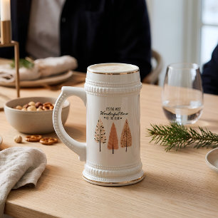 Scandinavian Pine Trees Christmas Beer Glass Stein