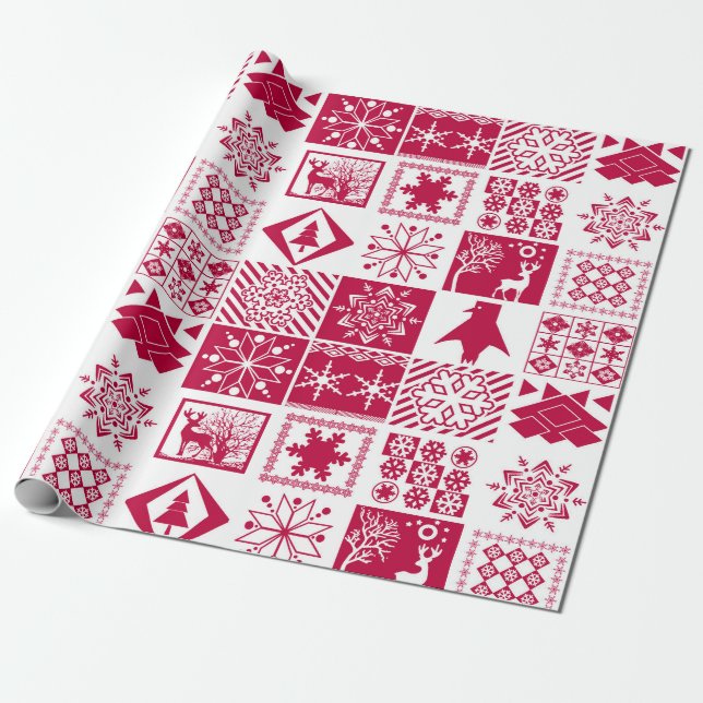 Scandinavian plaid wrapping paper (Unrolled)