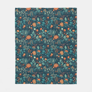 Scandinavian Plants and Flowers Fleece Blanket