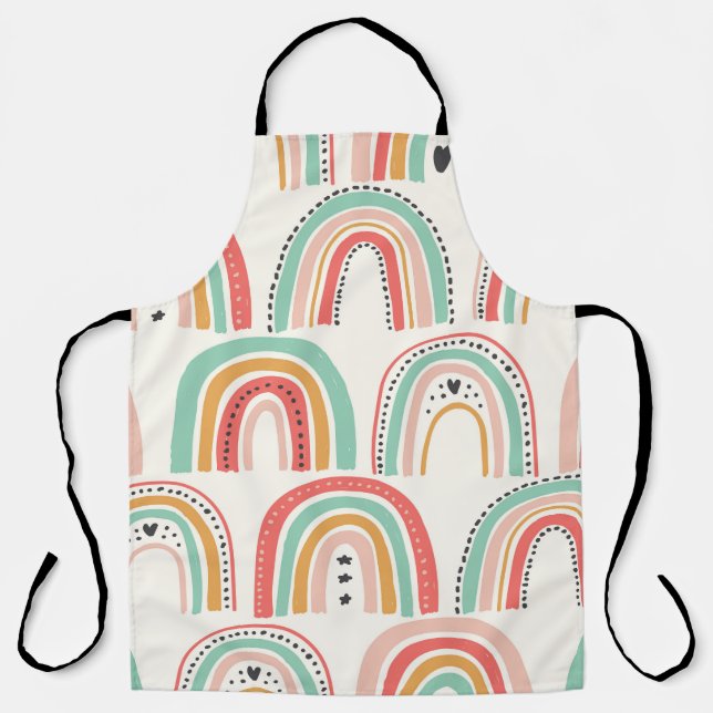Scandinavian Rainbows: Naive Art Pattern. Apron (Front)