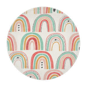 Scandinavian Rainbows: Naive Art Pattern. Cutting Board
