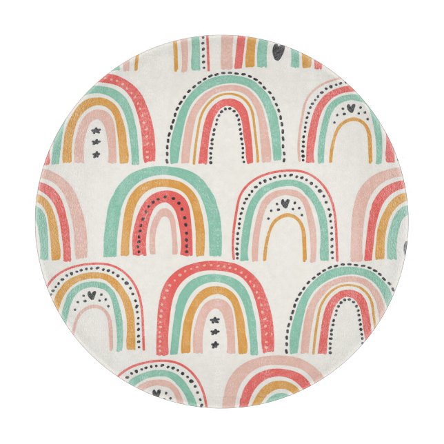 Scandinavian Rainbows: Naive Art Pattern. Cutting Board (Front)