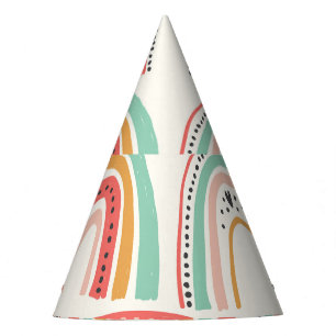 Scandinavian Rainbows: Naive Art Pattern. Party Hat
