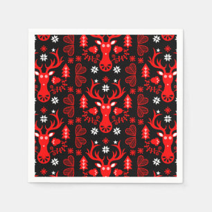Scandinavian Red Christmas Deer Napkin