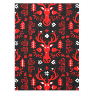 Scandinavian Red Christmas Deer Tablecloth