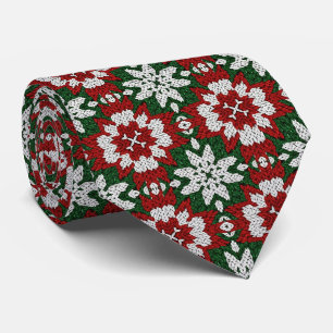 Scandinavian Red Green White Winter Knit Tie