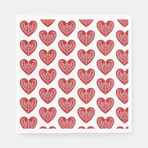 Scandinavian Red Heart Paper Napkins