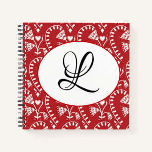 Scandinavian Red Heart Personalized Notebook