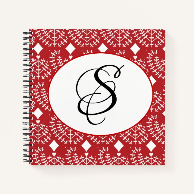 Scandinavian Red Heart Personalized Notebook (Front)