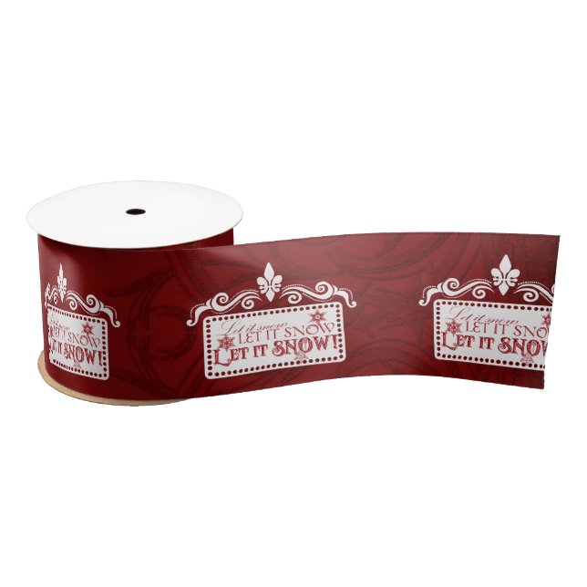 Scandinavian Red n White Christmas Let it Snow Satin Ribbon (Spool)