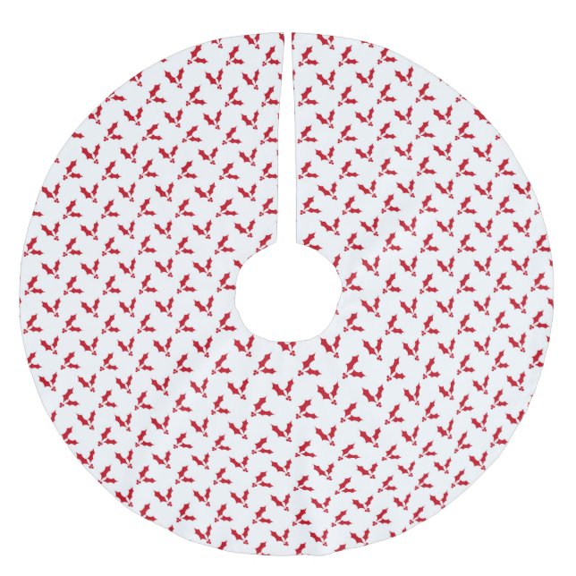 Scandinavian red white Mistletoe pattern Christmas Brushed Polyester Tree Skirt (Front)
