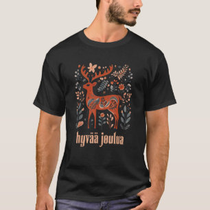 Scandinavian Reindeer Folk Art Finnish Merry Chris T-Shirt