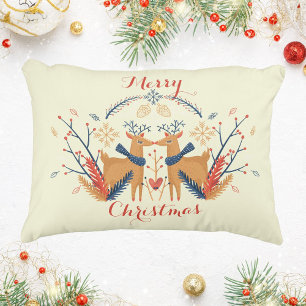 Scandinavian Reindeer Nordic Merry Christmas Art Accent Pillow