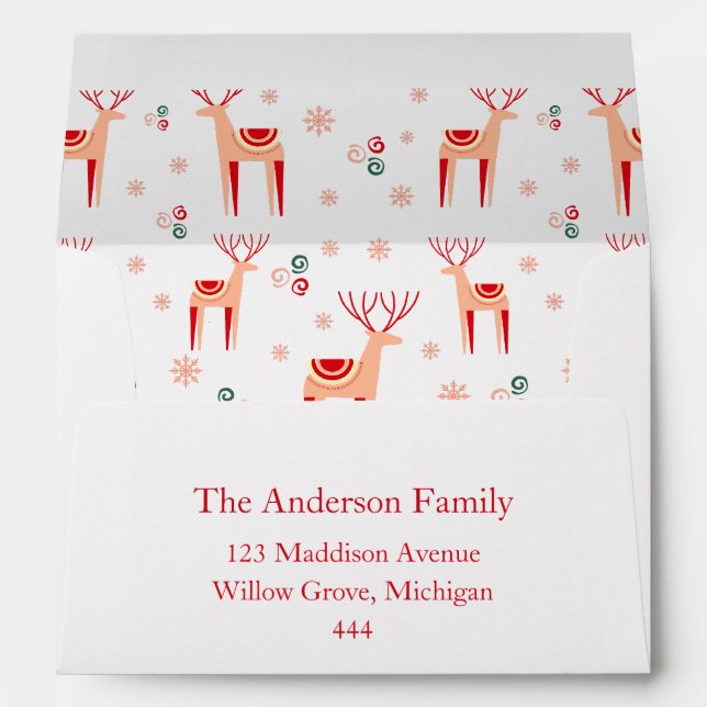 Scandinavian Reindeer Pattern Festive Christmas Envelope (Back (Bottom))