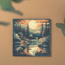 Scandinavian Retro Art mountain home