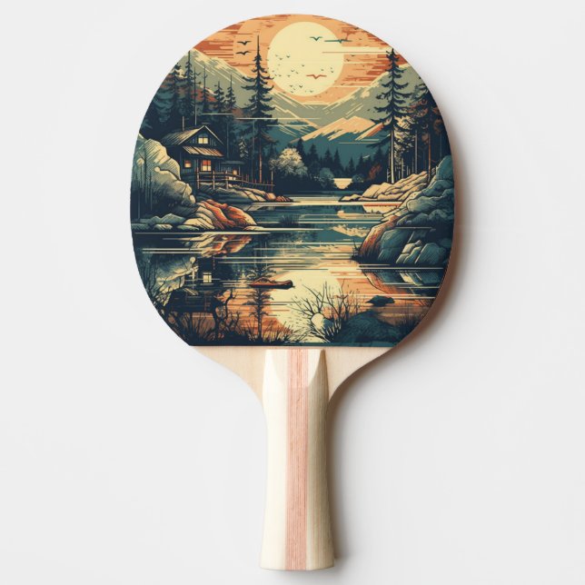 Scandinavian Retro Art mountain home Ping Pong Paddle (Front)