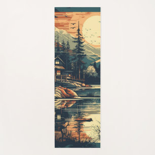 Scandinavian Retro Art mountain home Yoga Mat