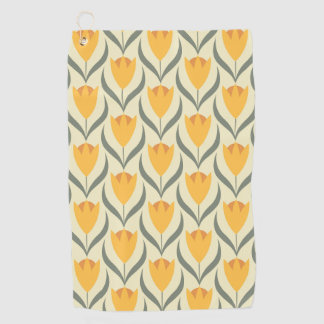 Scandinavian retro floral pattern,retro flower,vin golf towel