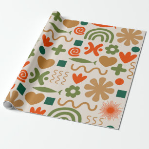 Scandinavian Retro Rustic Christmas Pattern Wrapping Paper