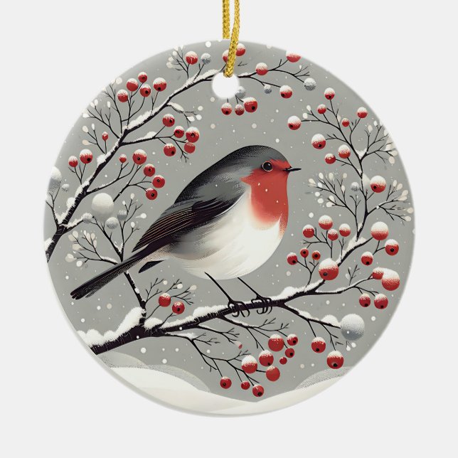 Scandinavian Robin Ornament (Front)