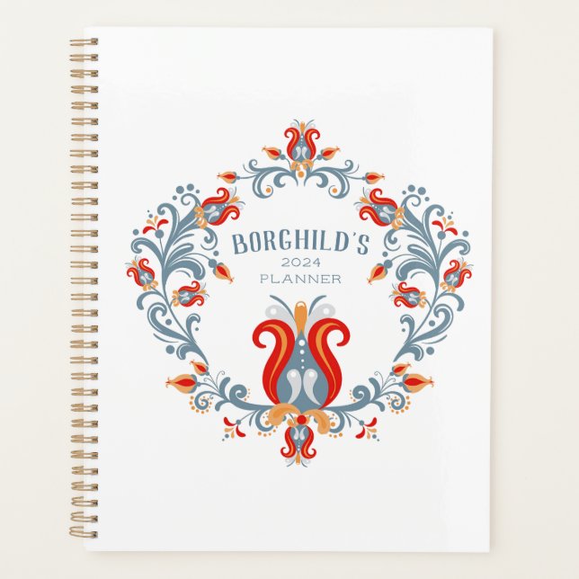 Scandinavian Rosemaling Folk Art  Planner (Front)