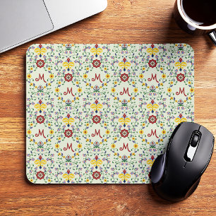 Scandinavian Rosemaling Monogram Pattern Nordic Mouse Pad