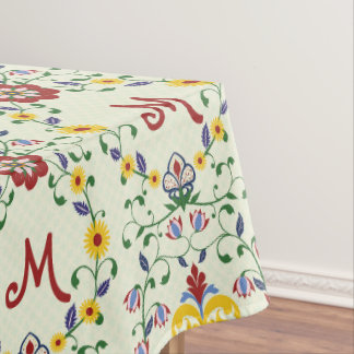 Scandinavian Rosemaling Monogram Pattern Nordic Tablecloth