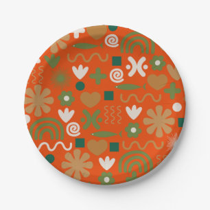 Scandinavian Rustic Retro Pattern Paper Plate
