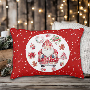Scandinavian Santa Claus Red Accent Pillow