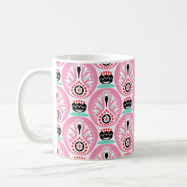 Scandinavian seamless folk art pattern with cute b coffee mug (Left)