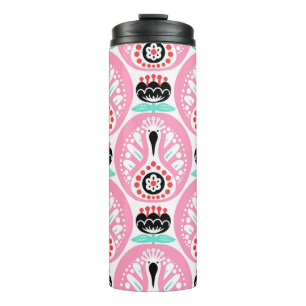 Scandinavian seamless folk art pattern with cute b thermal tumbler