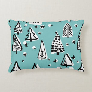 Scandinavian seamless pattern of Christmas tree ha Accent Pillow