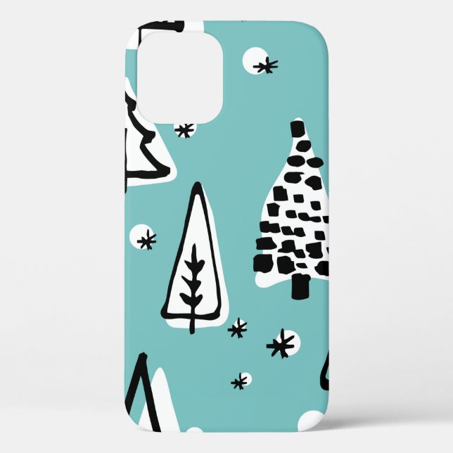 Scandinavian seamless pattern of Christmas tree ha Case-Mate iPhone Case (Back)