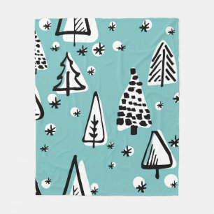 Scandinavian seamless pattern of Christmas tree ha Fleece Blanket