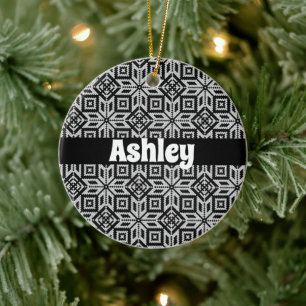 Scandinavian Selburose Christmas Pattern Ceramic Ornament